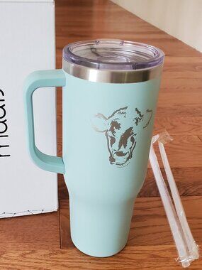 BRAND NEW Mint Colored American Farm Company 40 oz Watercolor Cow Tumbler